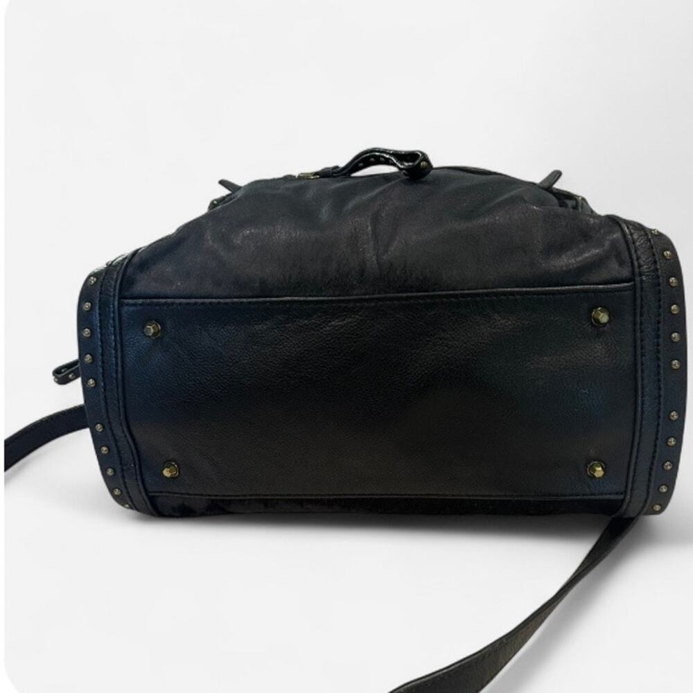 OrYany Black Leather Cowhide Studded Satchel Crossbody Y2K Boho Bag - Picture 5 of 10
